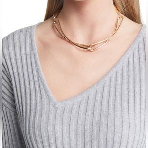 NWT(Open Edit) Ladies Asymmetric V- neck tunic Sweater size M light grey Heather